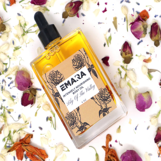 EMARA Intensely Nourishing Lily Of The Valley Body Oil - Perfect Self Care Gift, Handmade, Organic, Vegan, Skin Moisturizing, Soothing Oil