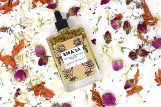 EMARA Intensely Nourishing Egyptian Chamomile Body Oil - Perfect Self Care Gift, Handmade, Organic, Vegan, Skin Moisturizing, Soothing Oil