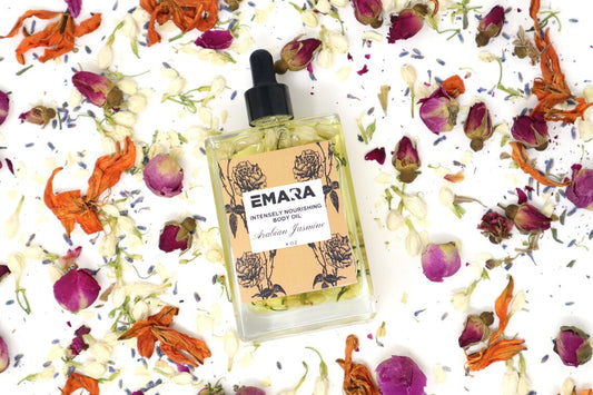 EMARA Intensely Nourishing Arabian Jasmine Body Oil - Perfect Self Care Gift, Handmade, Organic, Vegan, Skin Moisturizing, Soothing Oil