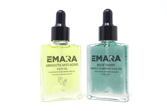 Deeply Clarifying Blue Tansy Facial Oil + Absolute Anti Aging Face Oil, With Blueberry Seed Oil, Acai Berry Seed, Camellia Seed Oil Sets