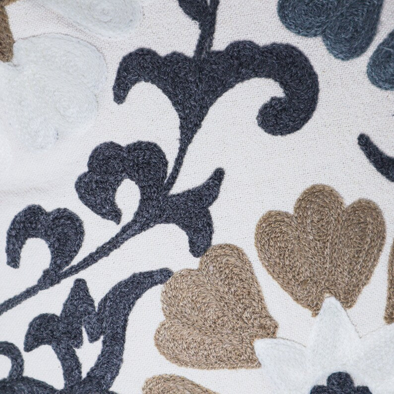 Handmade Embroidered Statement Luxurious Traditional Decorative Cushion Cover, Handmade in Alexandria